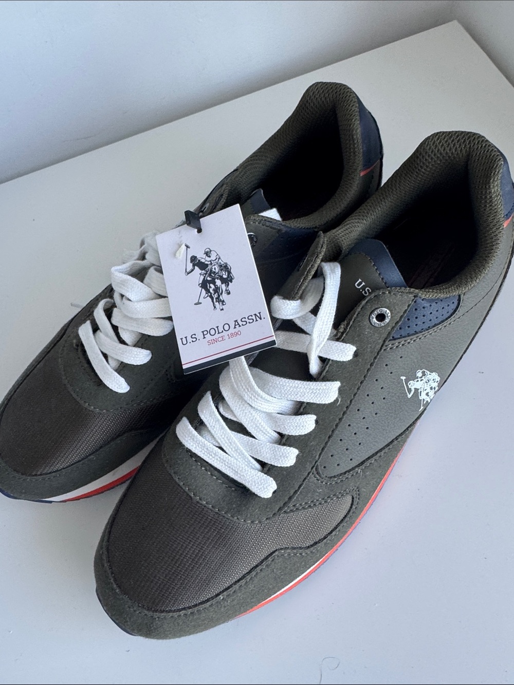 U.S. Polo Assn. Men's Olive Green and White Casual Sneakers